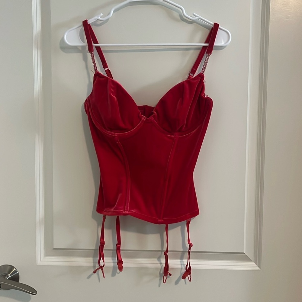 Red velvet bustier tank top secret treasures